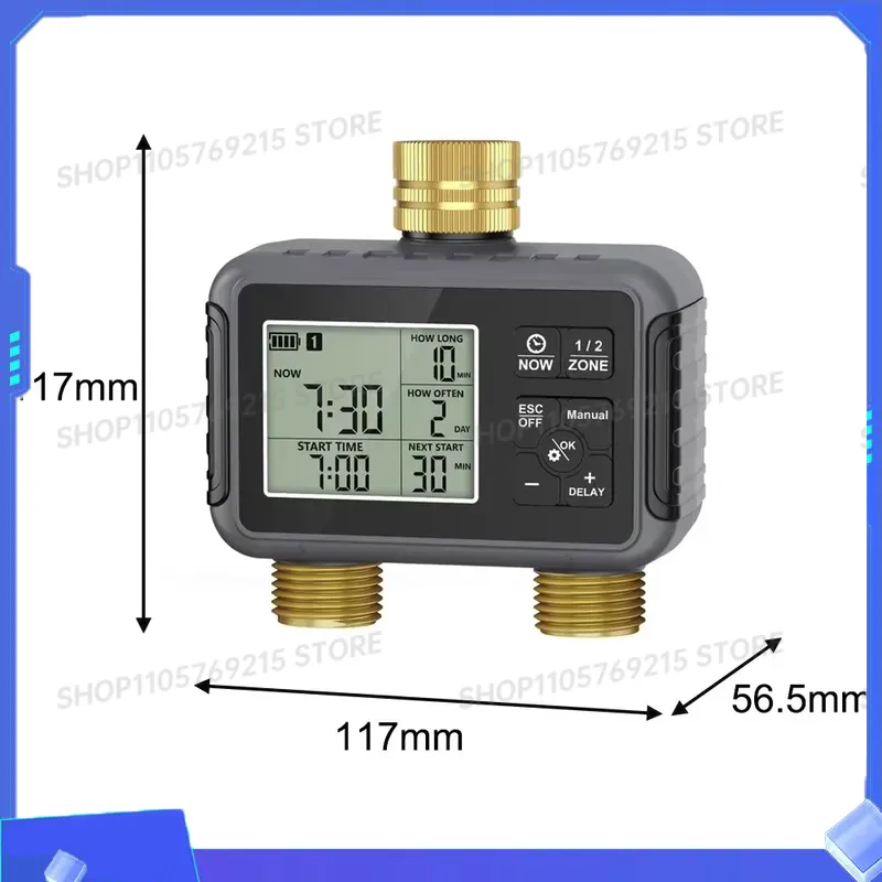 Timer Dual Outlet - スマートウォーターコントローラー灌漑タイマー庭用防水デュアルアウトレット調節可能な期間1-360分自動植物用